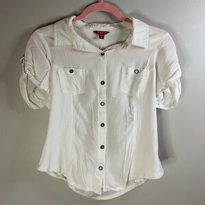 Guess White Short Sleeve Button Down Shirt